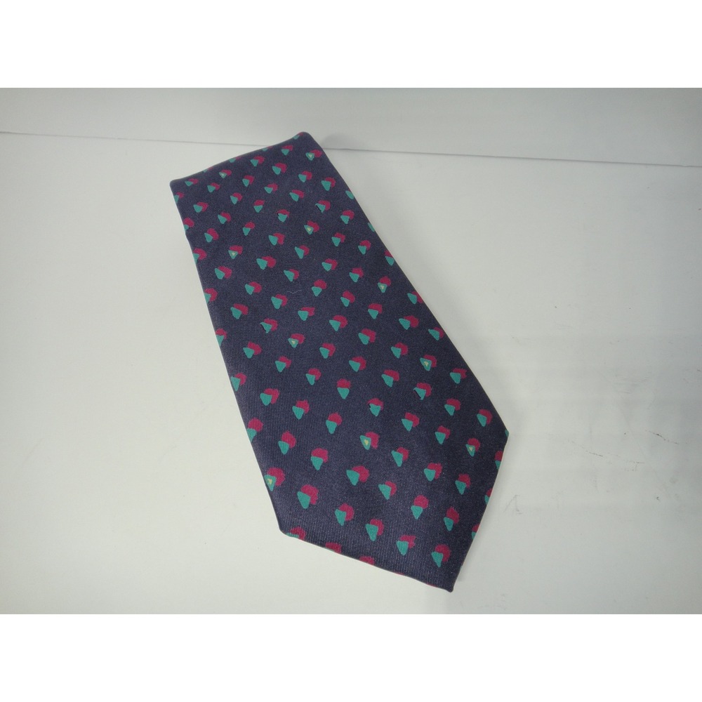 Calvin Klein Men's Silk Necktie Navy Blue Pink Teal Geometric Made in USA VTG
